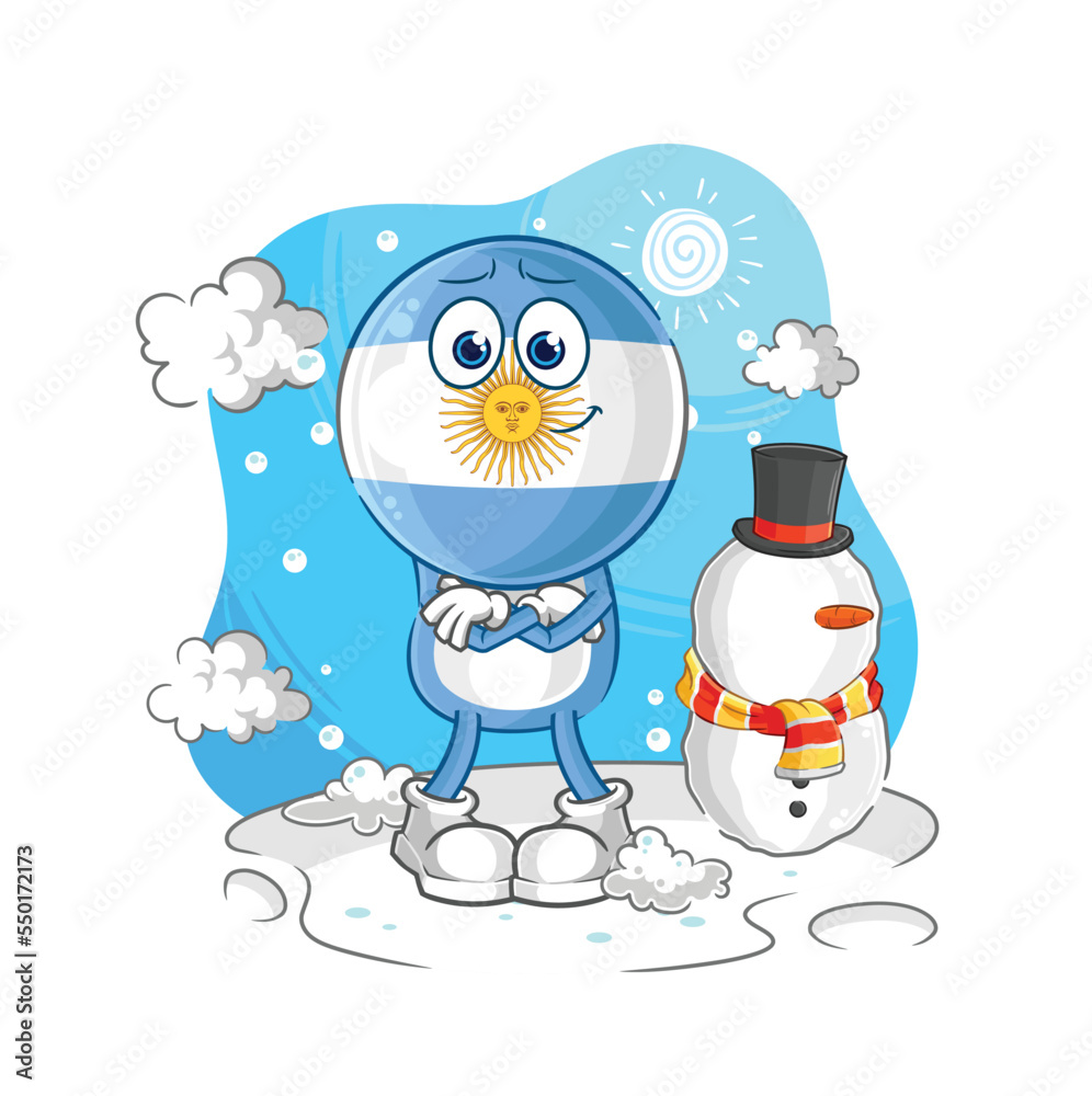 argentina in cold winter character. cartoon mascot vector
