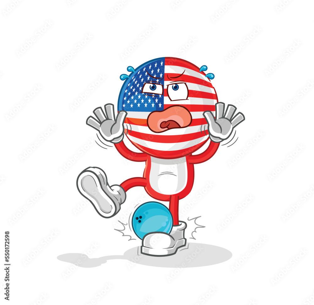 america hiten by bowling cartoon. cartoon mascot vector