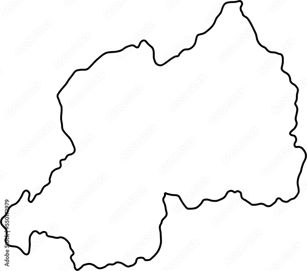 doodle freehand drawing of rwanda map.