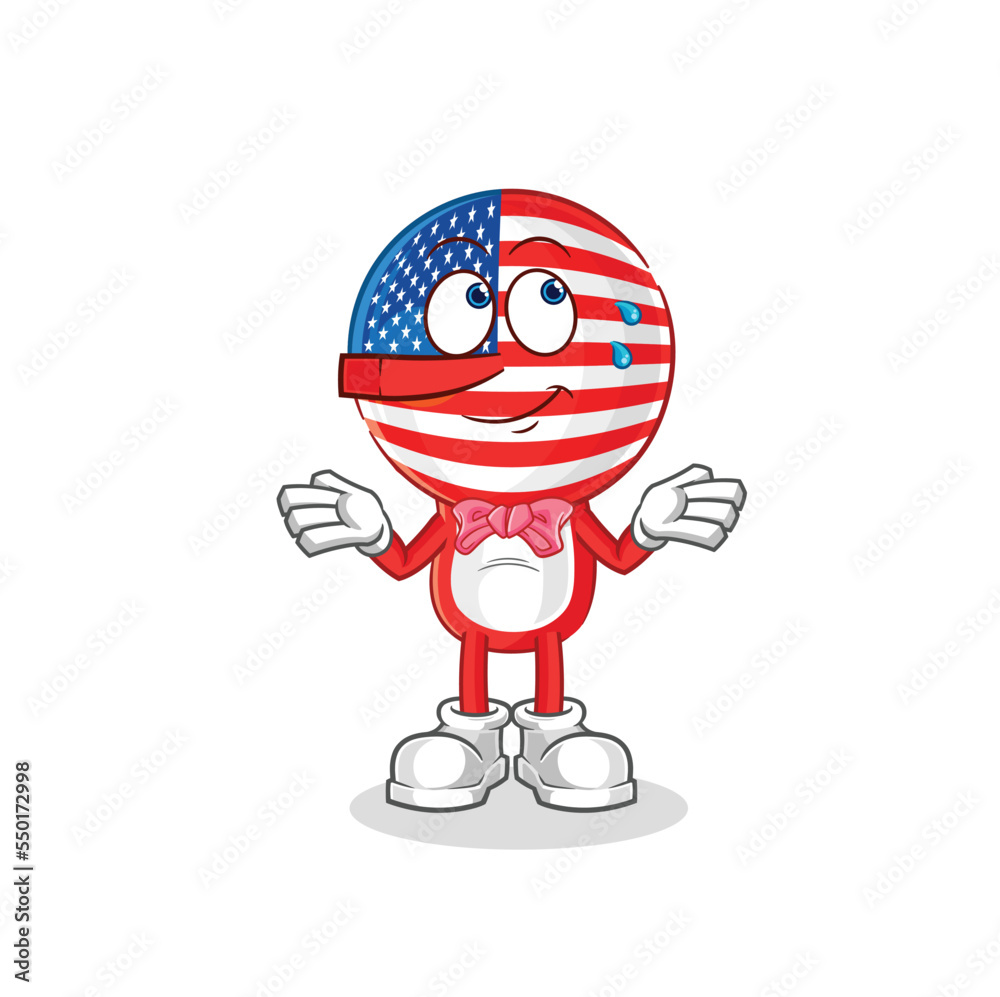 america lie like Pinocchio character. cartoon mascot vector