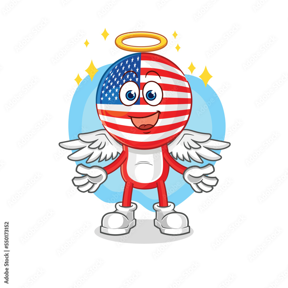 america angel with wings vector. cartoon character