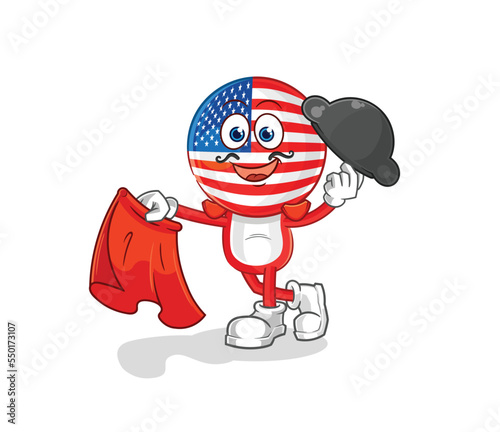 america matador with red cloth illustration. character vector