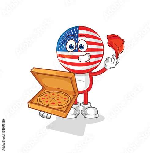 america pizza delivery boy vector. cartoon character photo