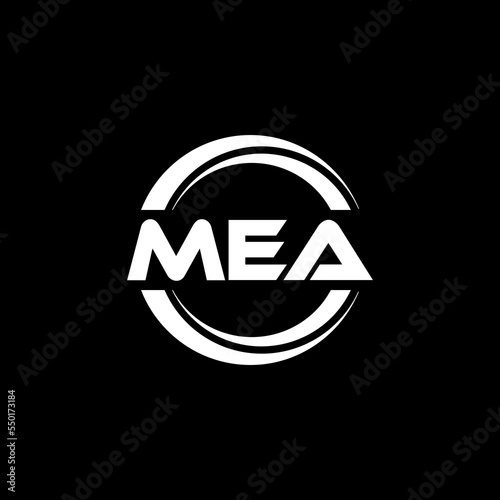 MEA letter logo design with black background in illustrator, vector logo modern alphabet font overlap style. calligraphy designs for logo, Poster, Invitation, etc. photo