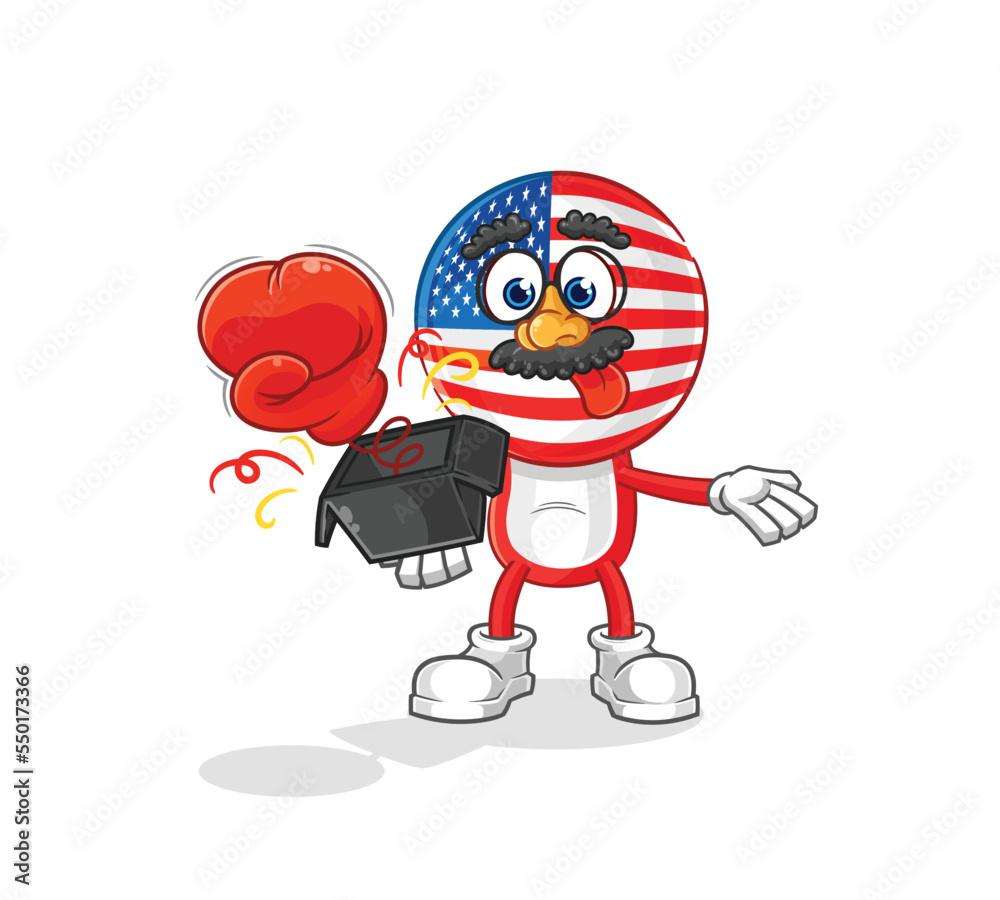 america prank glove in the box. cartoon mascot