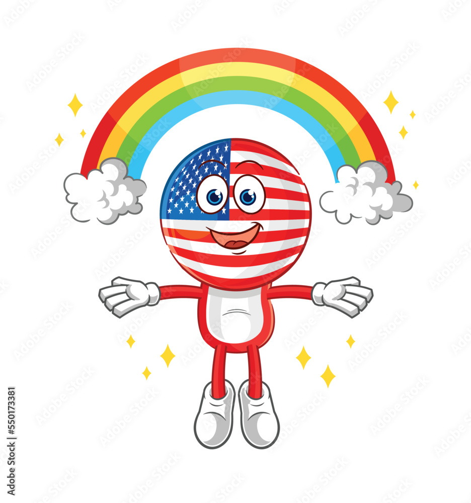 america with a rainbow. cartoon vector