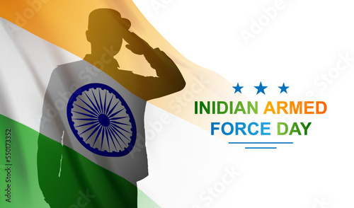 Silhouette of soldier saluting with Indian flag. Vijay Diwas concept. Armed Forces Day