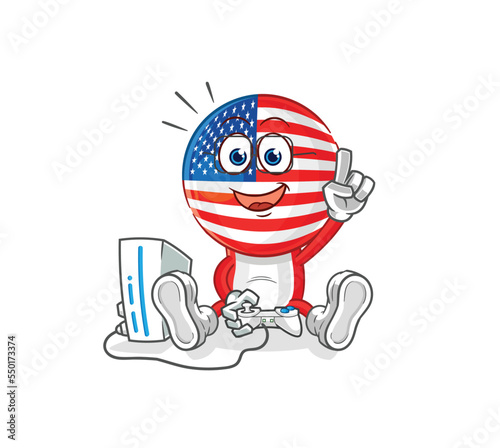 america playing video games. cartoon character