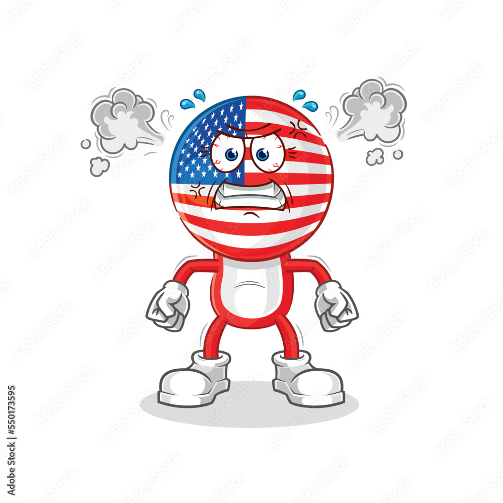 america very angry mascot. cartoon vector