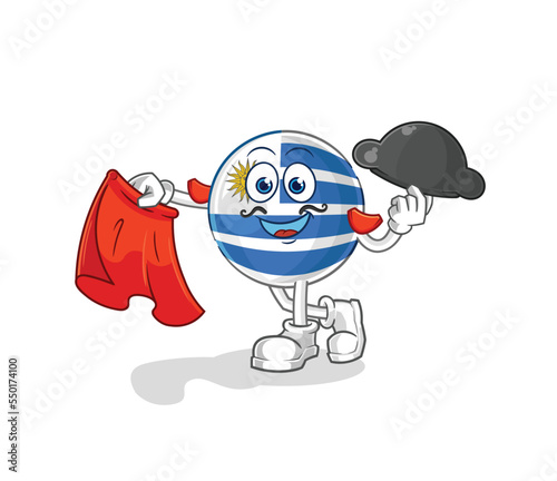 uruguay matador with red cloth illustration. character vector