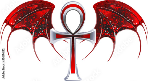 Gothic ankh with wings photo