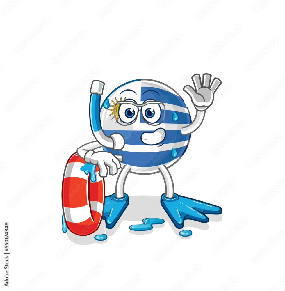 uruguay swimmer with buoy mascot. cartoon vector uruguay swimmer with buoy mascot. cartoon vector