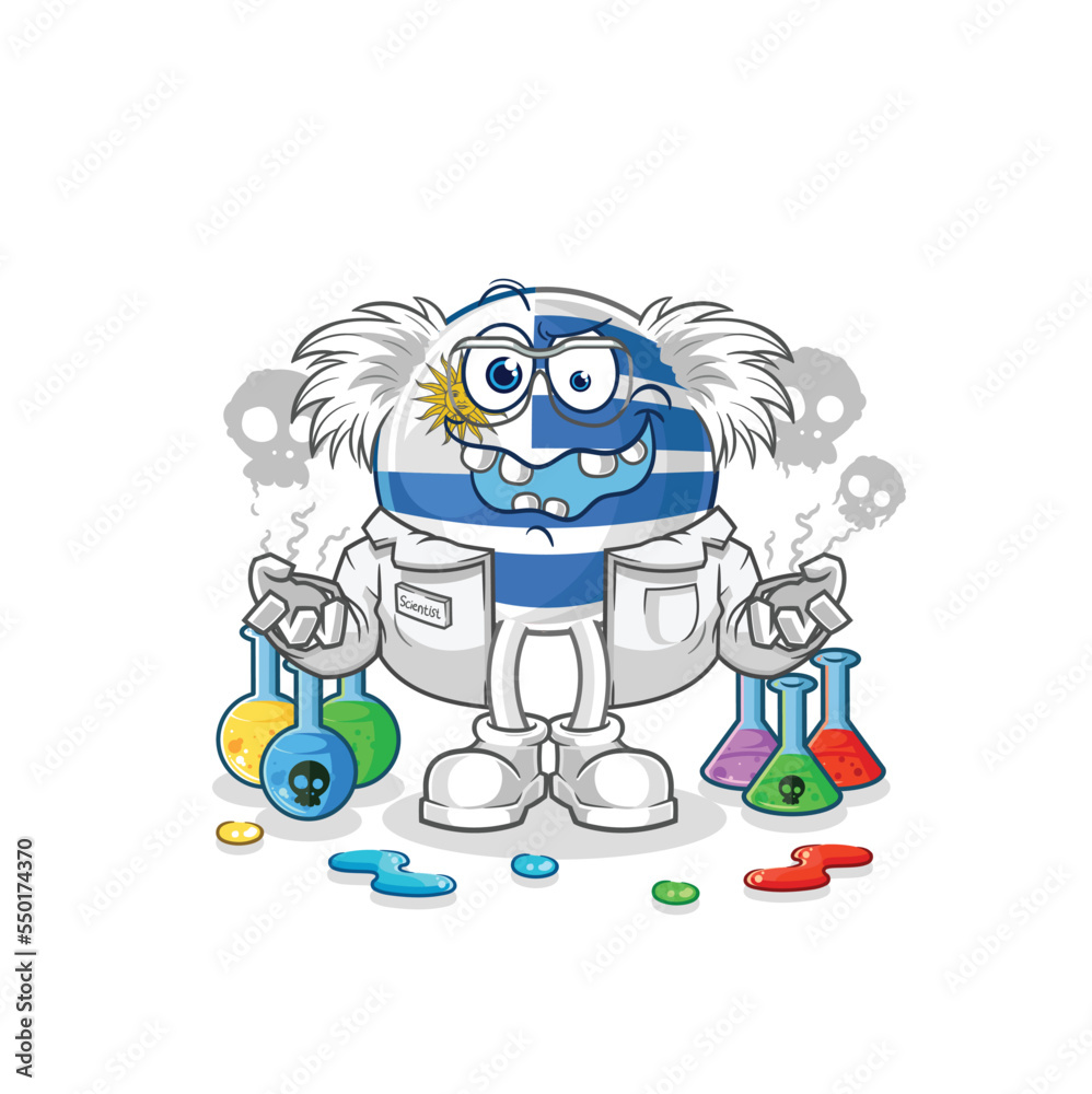 uruguay mad scientist illustration. character vector uruguay mad scientist illustration. character vector