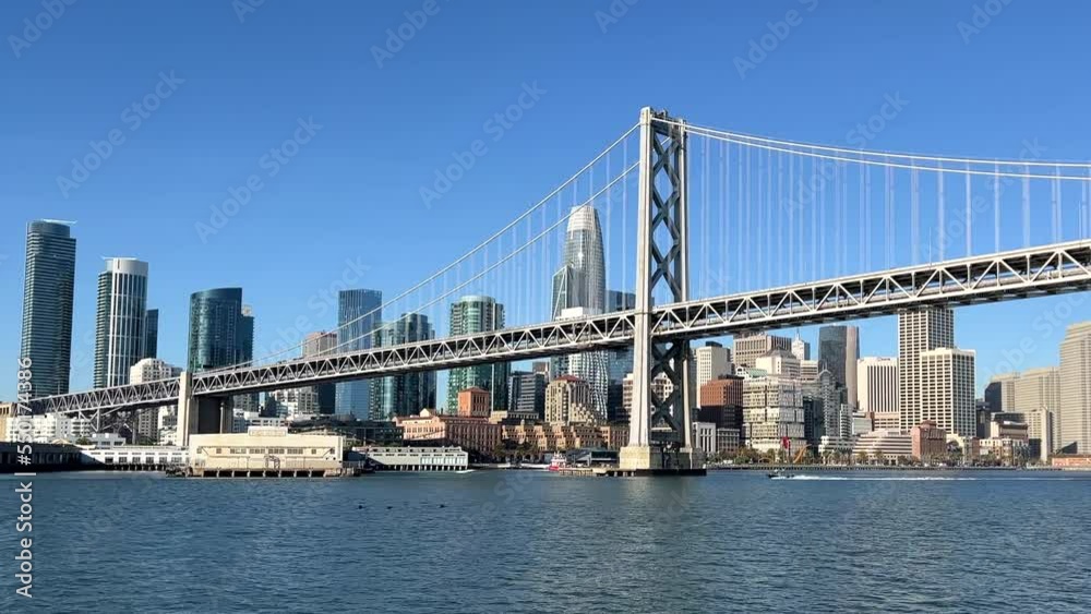 4K HD video coming into Downtown San Francisco on the water, under the bay bridge then approaching the financial district from the water, clear blue sky above.
4K HD video coming into Downtown San Francisco on the water, under the bay bridge then approaching the financial district from the water, clear blue sky above.