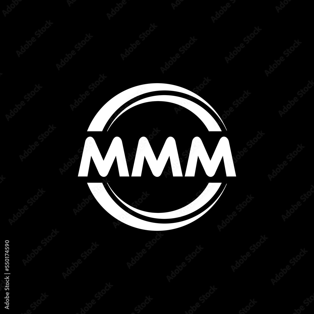 MMM letter logo design with black background in illustrator