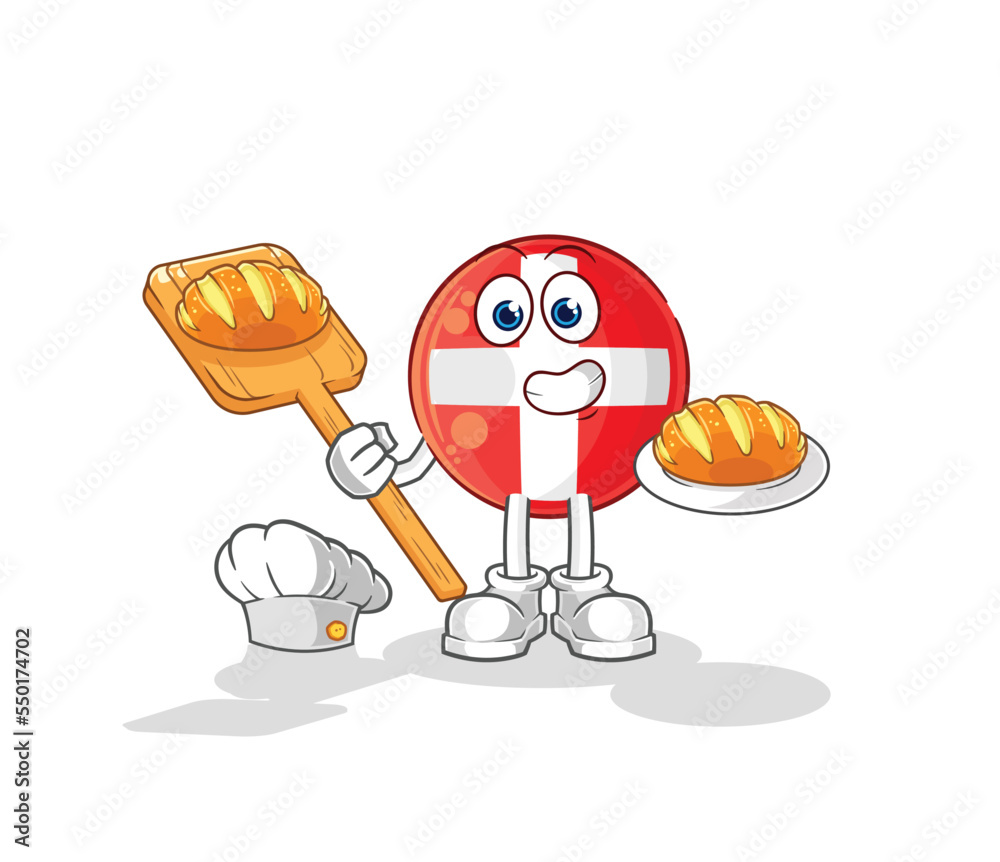 swiss baker with bread. cartoon mascot vector