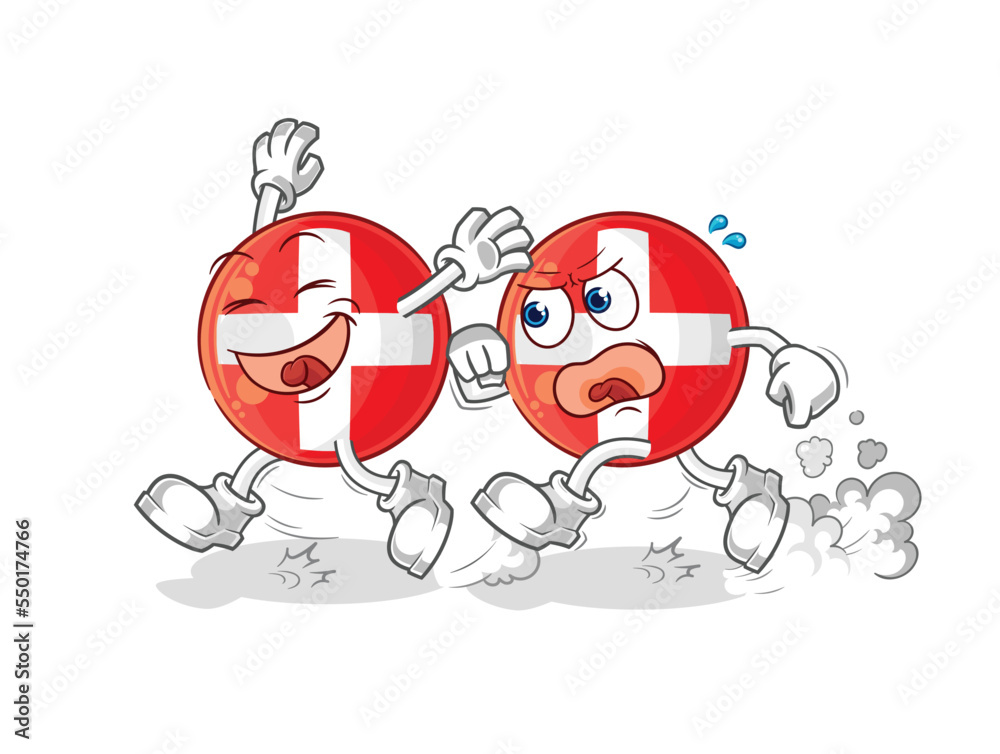 Obraz premium swiss play chase cartoon. cartoon mascot vector