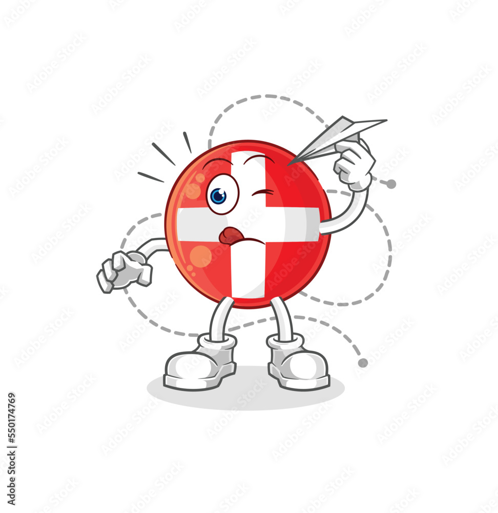 swiss with paper plane character. cartoon mascot vector swiss with paper plane character. cartoon mascot vector