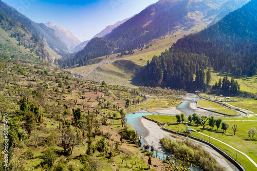 Betaab Valley Top View in Kashmir India  photo