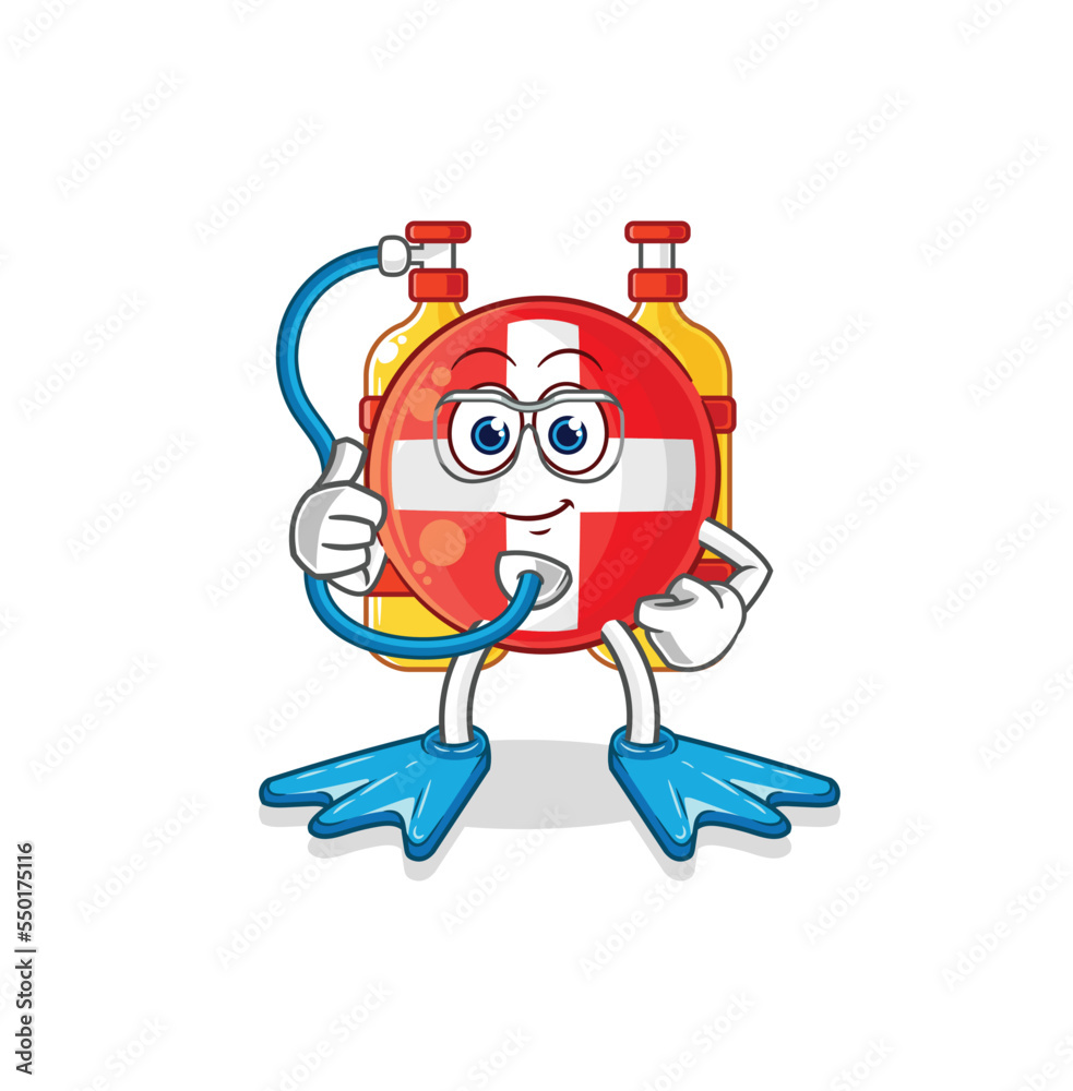 swiss diver cartoon. cartoon mascot vector