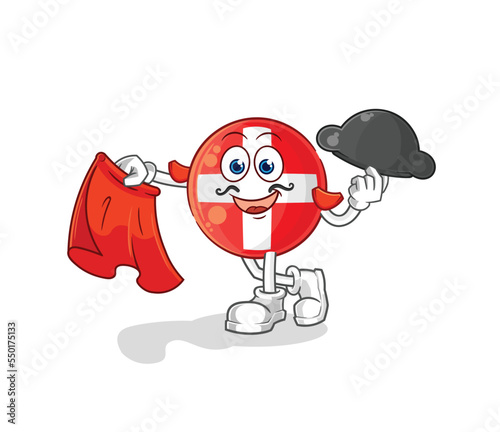 swiss matador with red cloth illustration. character vector