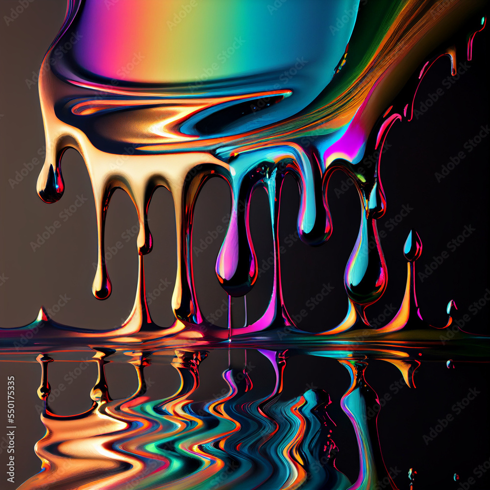 Fototapeta premium Metallic Drips, Rainbow, AI