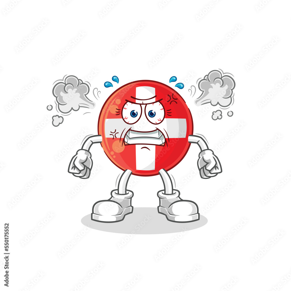 swiss very angry mascot. cartoon vector