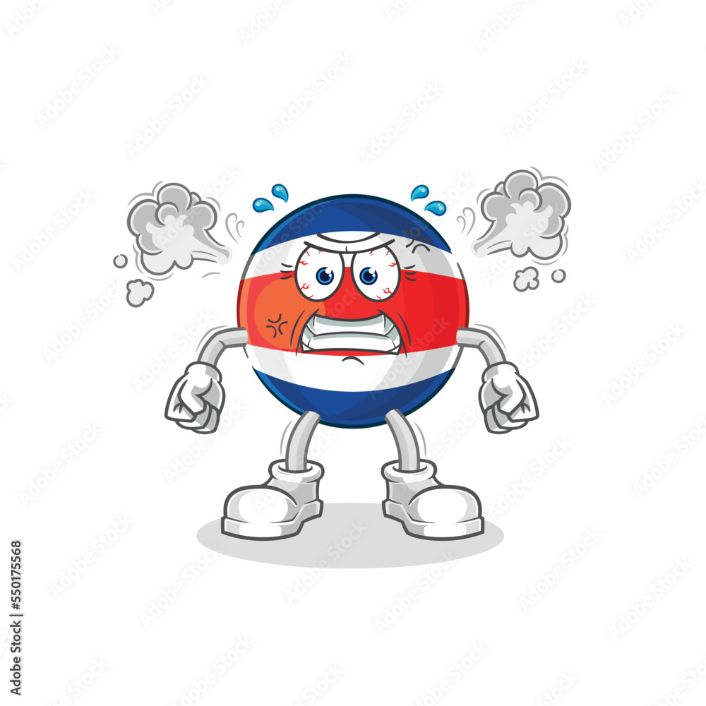 costa rica very angry mascot. cartoon vector