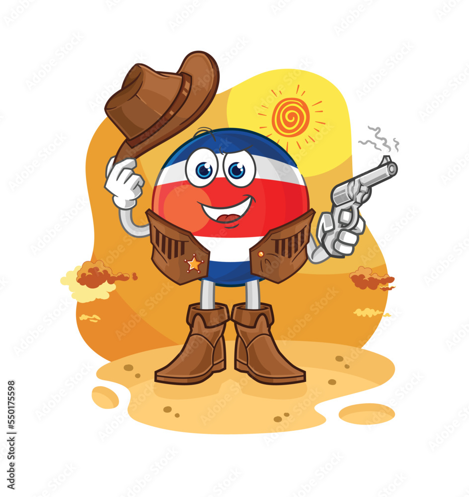 costa rica cowboy with gun character vector