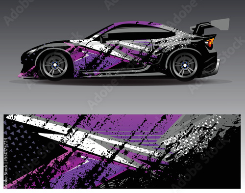Car wrap design vector. Graphic abstract stripe racing background kit designs for wrap vehicle  race car  rally  adventure and livery