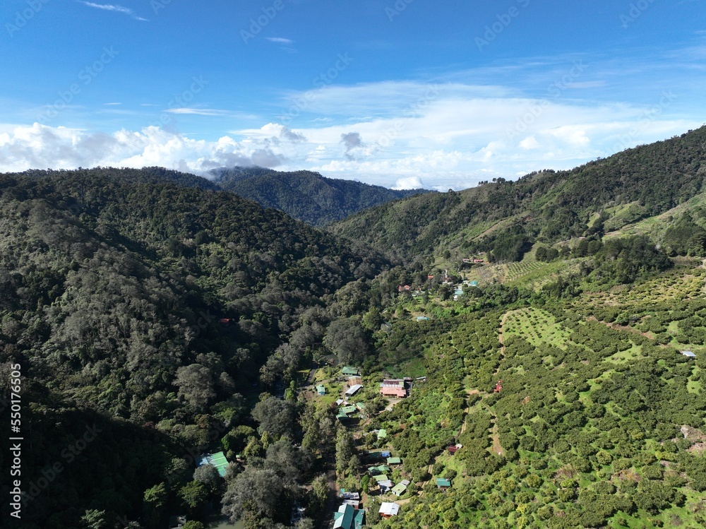 Aerial View of the Mountains of San Gerardo de Dota near the Savegre River in Costa Rica