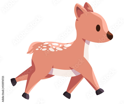 Bambi running adorable baby deer in brown color cute young animal illustration