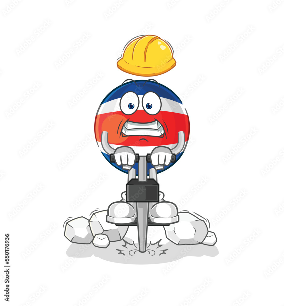 costa rica drill the ground cartoon character vector costa rica drill the ground cartoon character vector