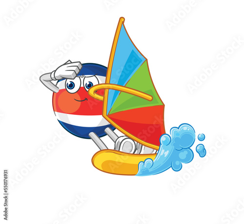 costa rica windsurfing character. mascot vector