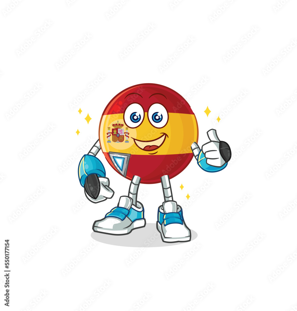 spain robot character. cartoon mascot vector spain robot character. cartoon mascot vector