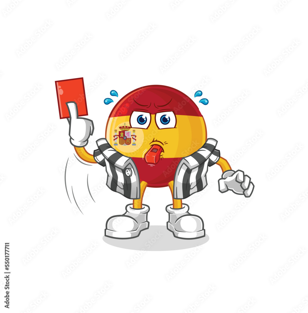 Fototapeta premium spain referee with red card illustration. character vector