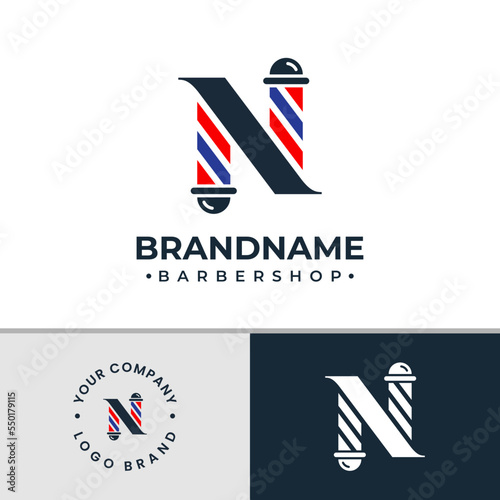 Letter N Barbershop Logo, suitable for any business related to barbershop with N initial.