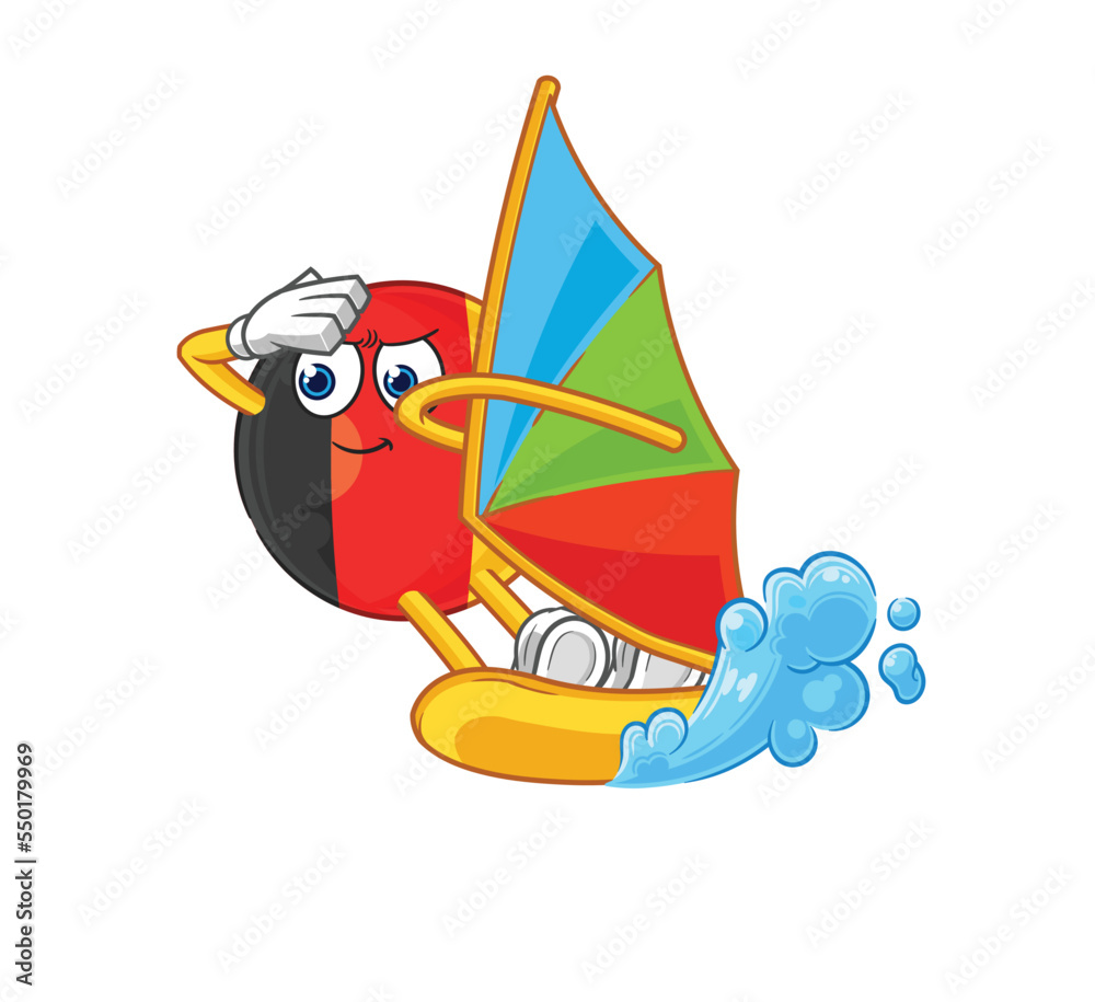 Naklejka premium belgium windsurfing character. mascot vector