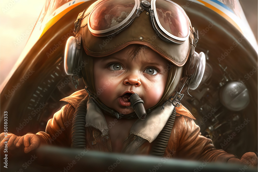 baby pilot, baby aviator, baby in plane, baby flying jet, baby fighter pilot  Stock Illustration | Adobe Stock