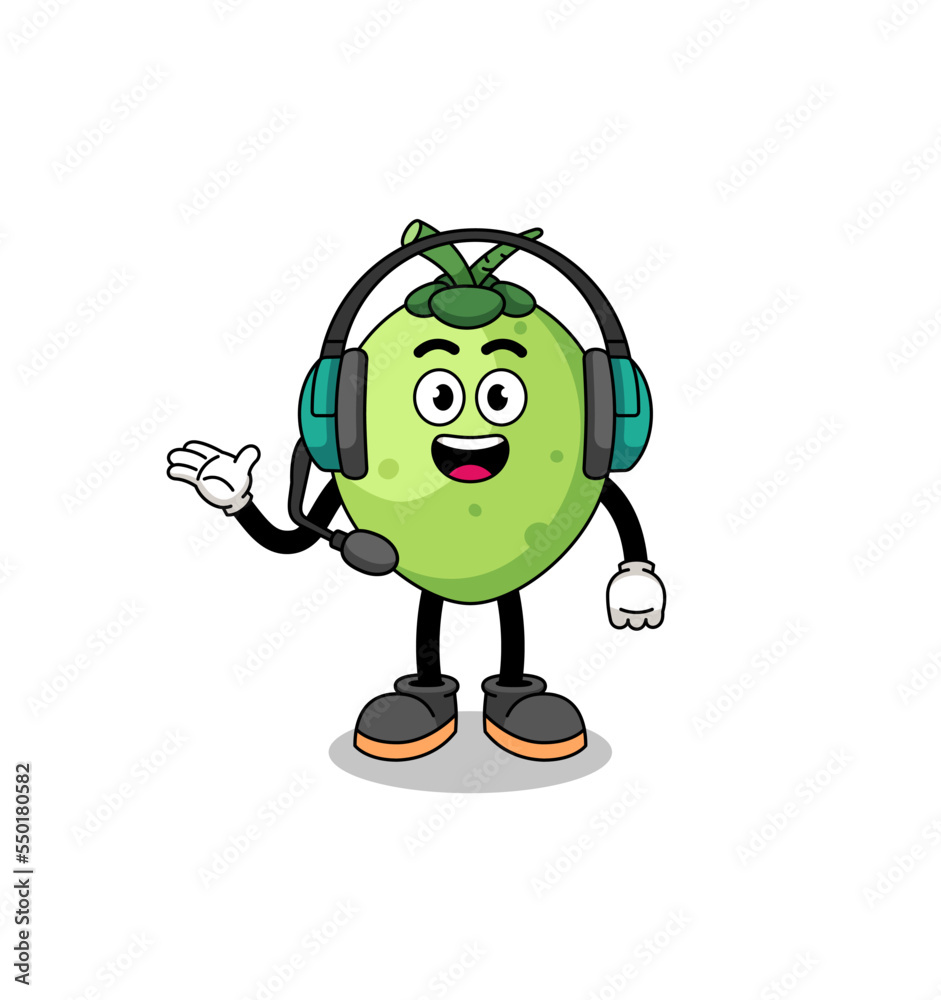 Mascot Illustration of coconut as a customer services Mascot Illustration of coconut as a customer services
