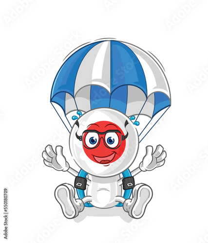 japan skydiving character. cartoon mascot vector