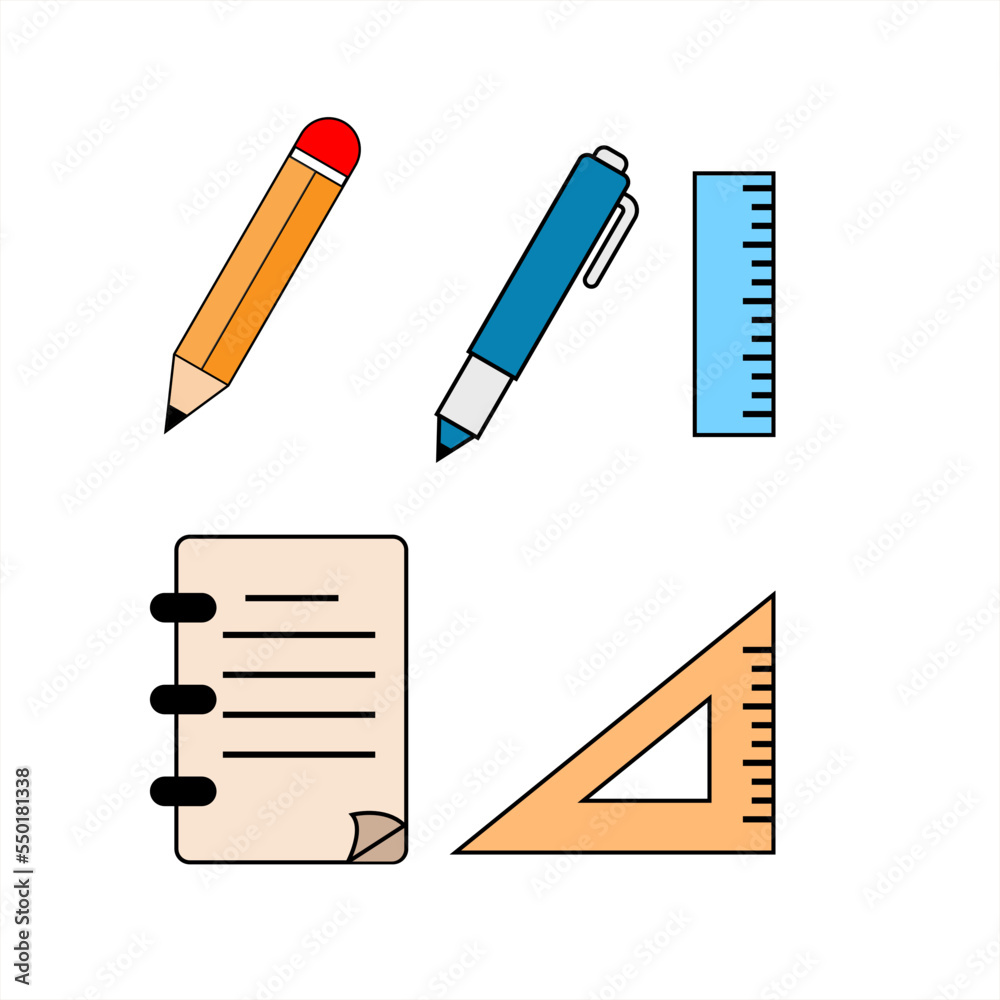 set of stationary ilustracion vector for office or school set of stationary ilustracion vector for office or school