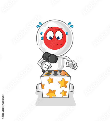 japan play whack a mole mascot. cartoon vector