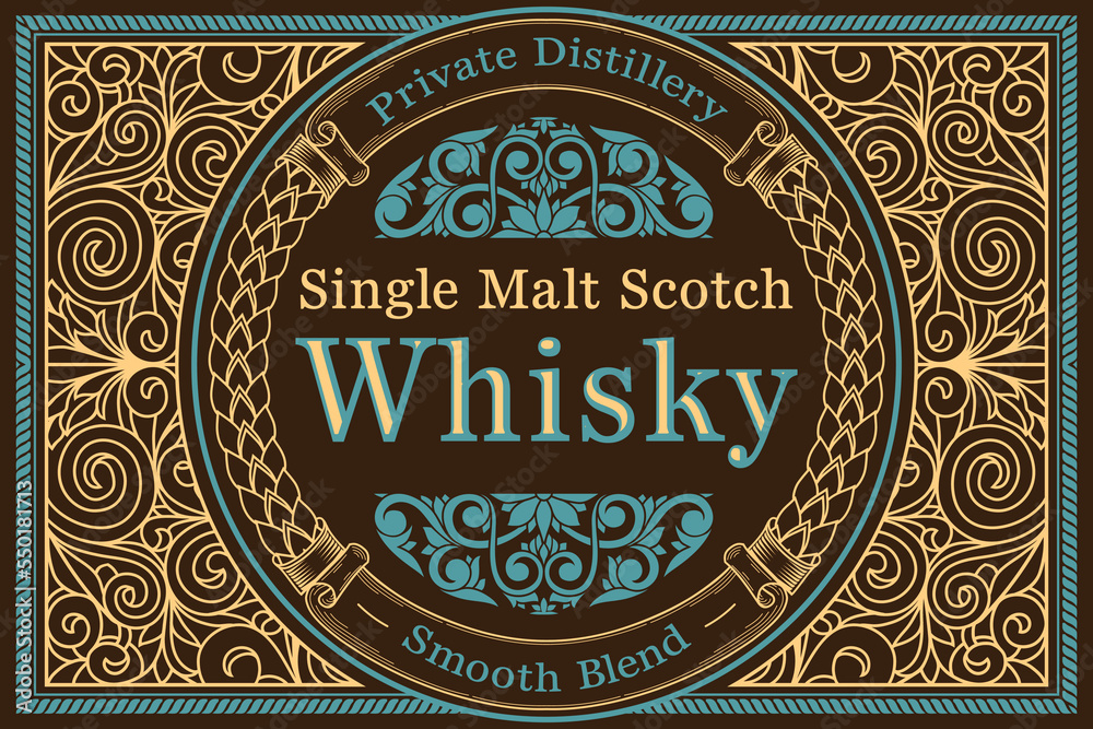 Scotch whisky - ornate vintage decorative label