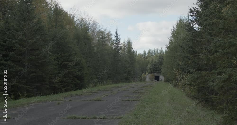 The opening of an underground nuclear bunker is visible in a remote
