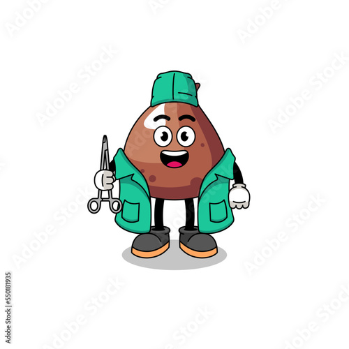 Illustration of choco chip mascot as a surgeon