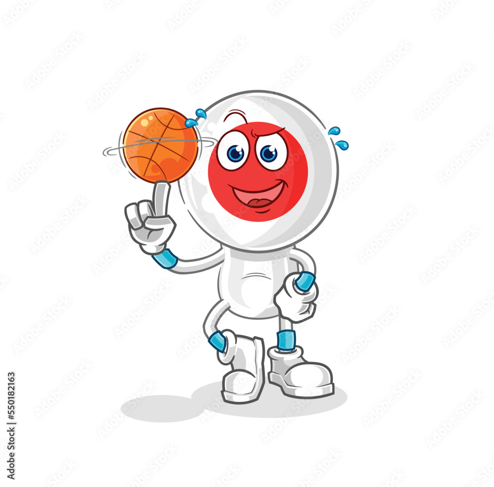 japan playing basket ball mascot. cartoon vector