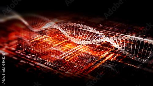 Obraz na plátně Futuristic holographic advance biomedical DNA sequence analysis diagnostic head