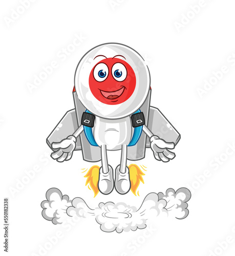 japan with jetpack mascot. cartoon vector