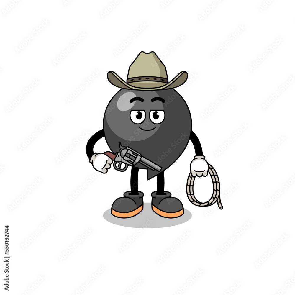 Character mascot of comma symbol as a cowboy Character mascot of comma symbol as a cowboy